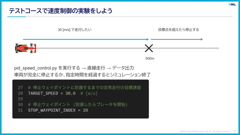 テストコースで速度制御の実験をしよう(演習スライド)